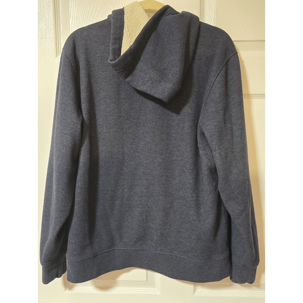 L.L. Bean Katahdin Iron Works Bonded Sweatshirt Mens M Navy Waffle Fleece Hooded - Picture 2 of 9